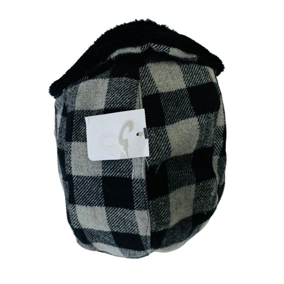 Buffalo Plaid Trapper Hat Thinsulate Insulation Winter Black Gray Checkered Flap - Picture 4 of 16